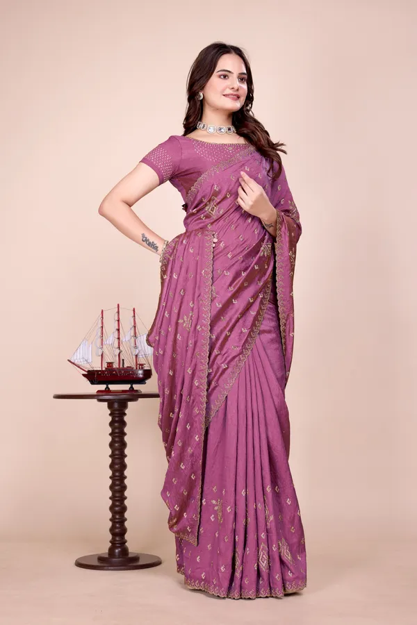 Designer_Pink_Silk_Stone_Work_Saree_For_Women