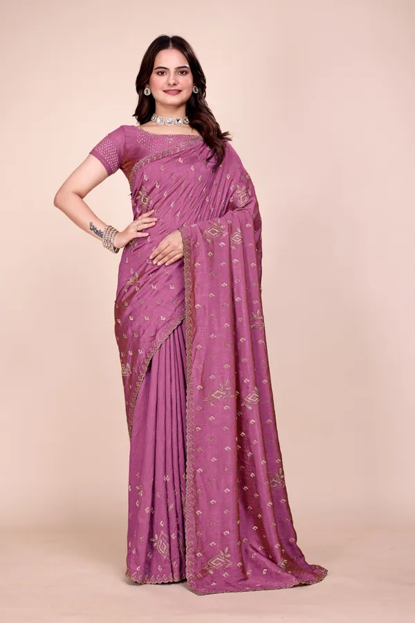 Designer_Pink_Silk_Stone_Work_Saree_For_Women