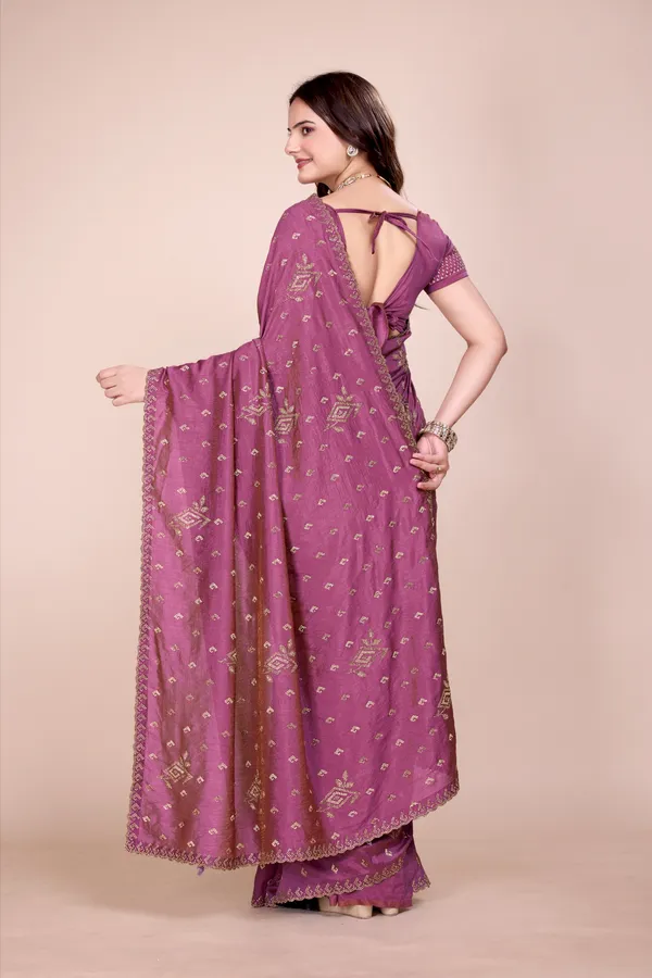 Designer_Pink_Silk_Stone_Work_Saree_For_Women