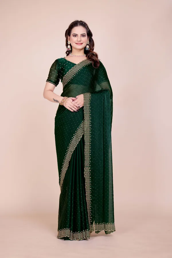 Green_Chiffon_Stone_Work_Saree_For_Women