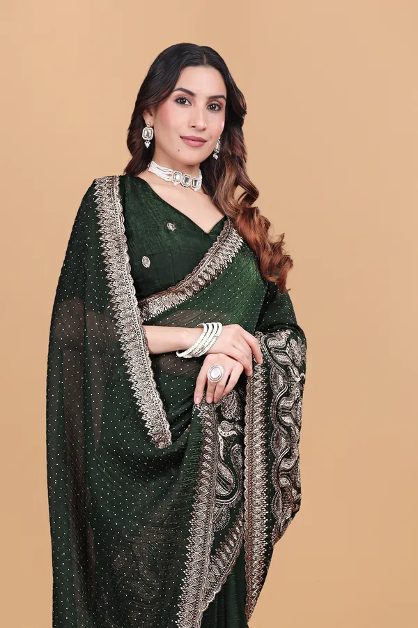 Green_Crunchy_Embroidery_With_Swarovski_Work_Saree_For_Women