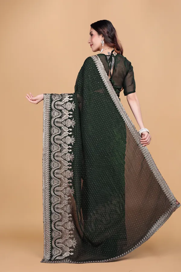 Green_Crunchy_Embroidery_With_Swarovski_Work_Saree_For_Women