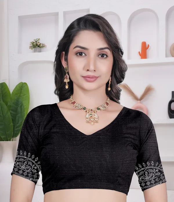 Jet-black_Crepe_Diamond_Work_Saree_for_women