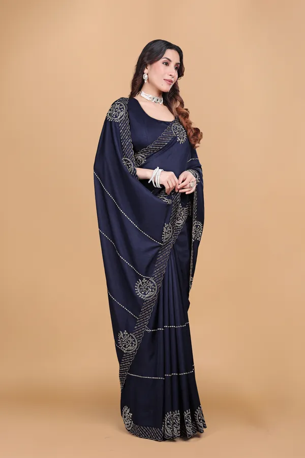 Navy_Blue_Crepe_Stone_Work_Saree_For_Women