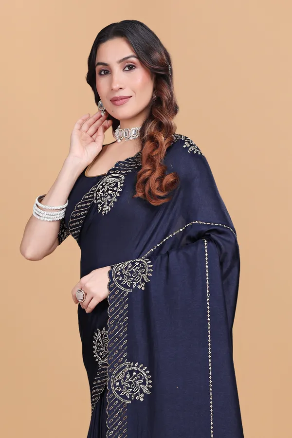 Navy_Blue_Crepe_Stone_Work_Saree_For_Women