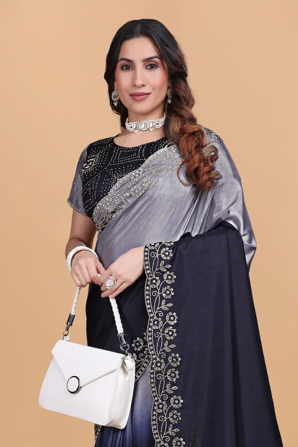 Navy_Blue_And_Grey_Shaded_Chiffon_Stone_Work_Saree_For_Women