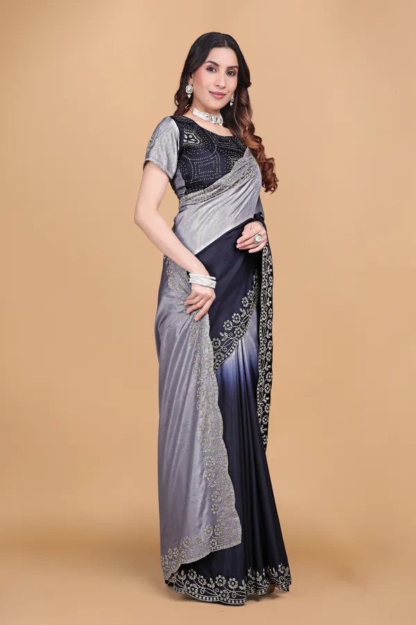 Navy_Blue_And_Grey_Shaded_Chiffon_Stone_Work_Saree_For_Women