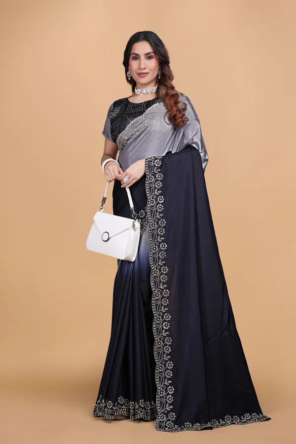 Navy_Blue_And_Grey_Shaded_Chiffon_Stone_Work_Saree_For_Women