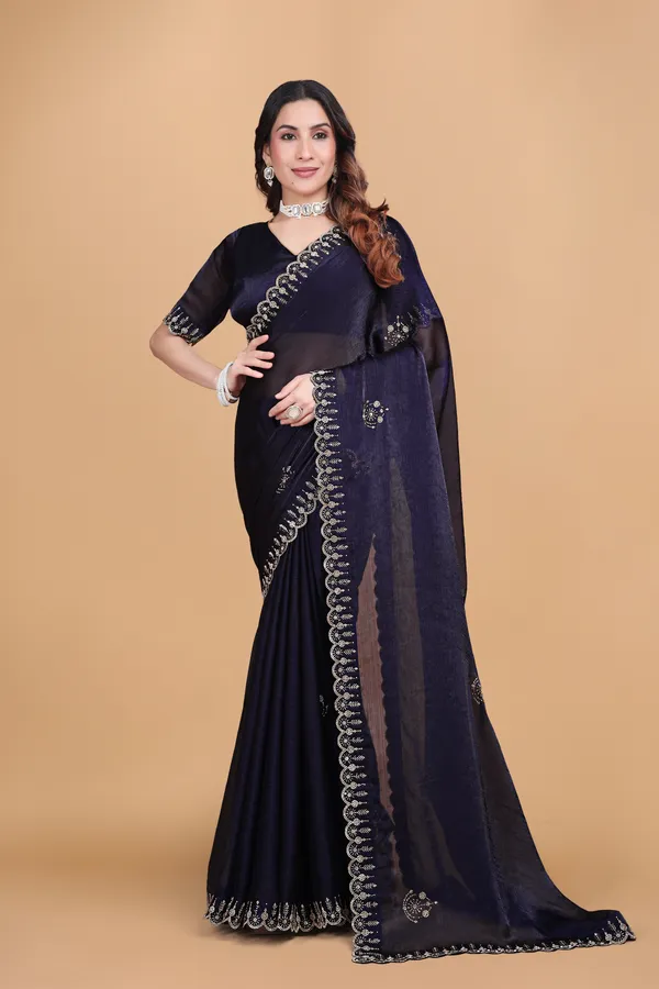 Navy_Blue_Fendi_Chiffon_Stone_Work_Saree_For_Women