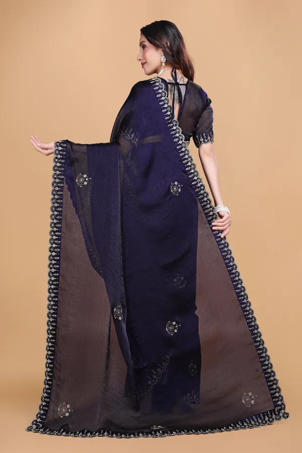 Navy_Blue_Fendi_Chiffon_Stone_Work_Saree_For_Women