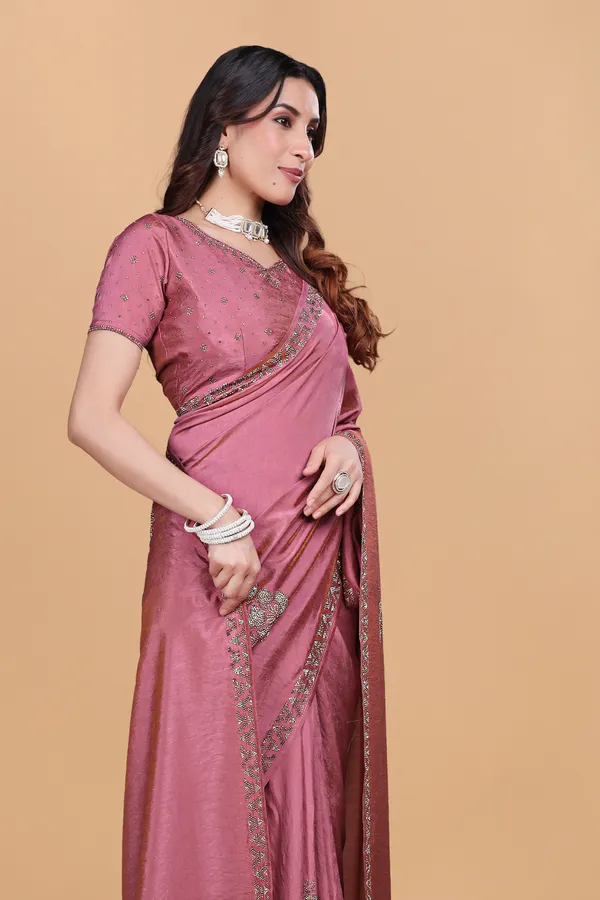 Pink_Fendi_Stone_Work_Saree_For_Women