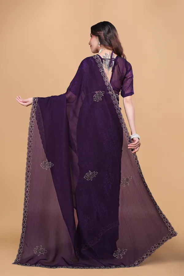 Purple_Crunchy_Fancy_Stone_Work_Saree_For_Women