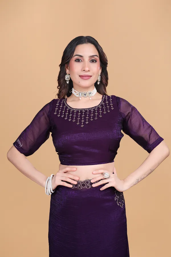 Purple_Crunchy_Fancy_Stone_Work_Saree_For_Women