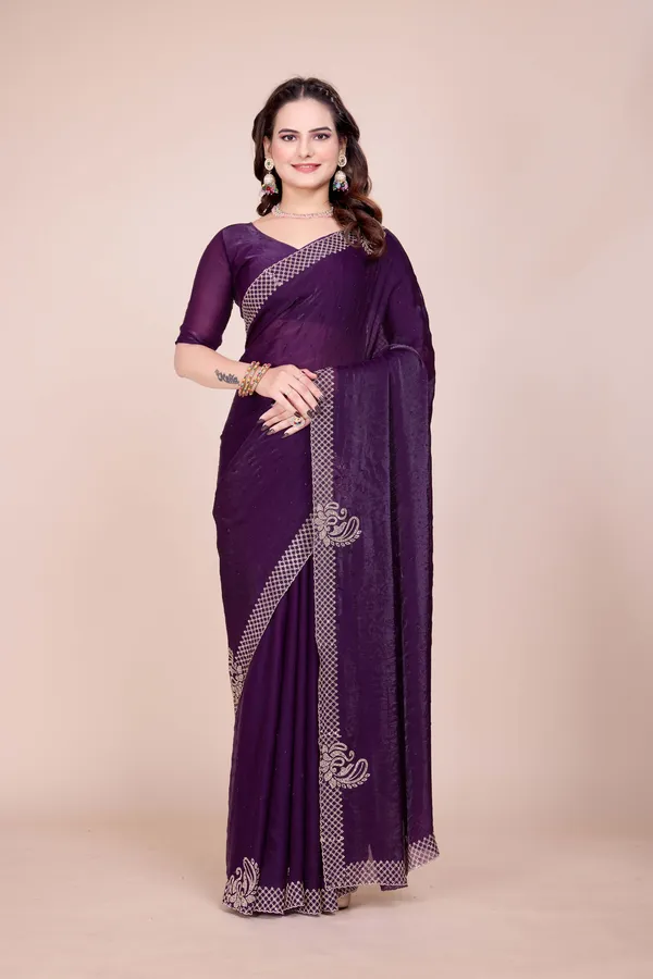 Purple_Fendi_Satin_Stone_Work_Saree_For_Women