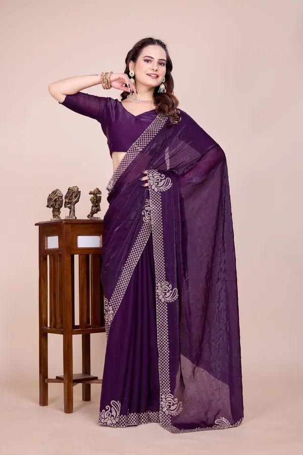 Purple_Fendi_Satin_Stone_Work_Saree_For_Women