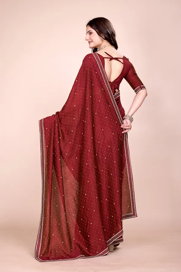 Red_Silk_Stone_Work_Saree_For_Women