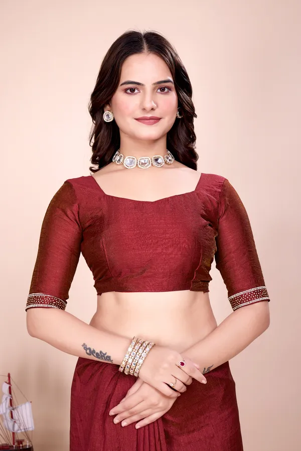 Red_Silk_Stone_Work_Saree_For_Women