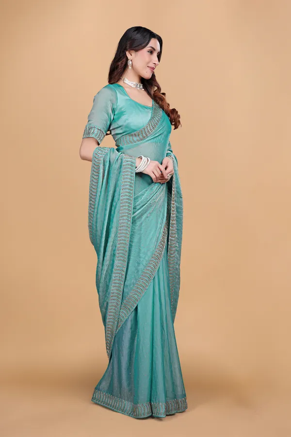 Sky_Blue_Georgette_Stone_Work_Saree_For_Women