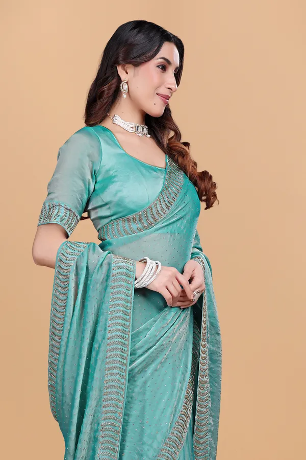 Sky_Blue_Georgette_Stone_Work_Saree_For_Women