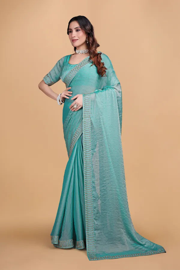 Sky_Blue_Georgette_Stone_Work_Saree_For_Women