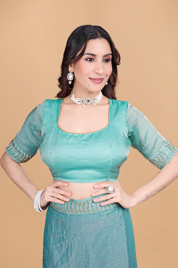Sky_Blue_Georgette_Stone_Work_Saree_For_Women