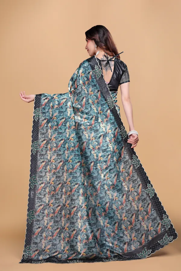 Sky_Blue_Satin_Printed_With_Stone_Work_Saree_For_Women