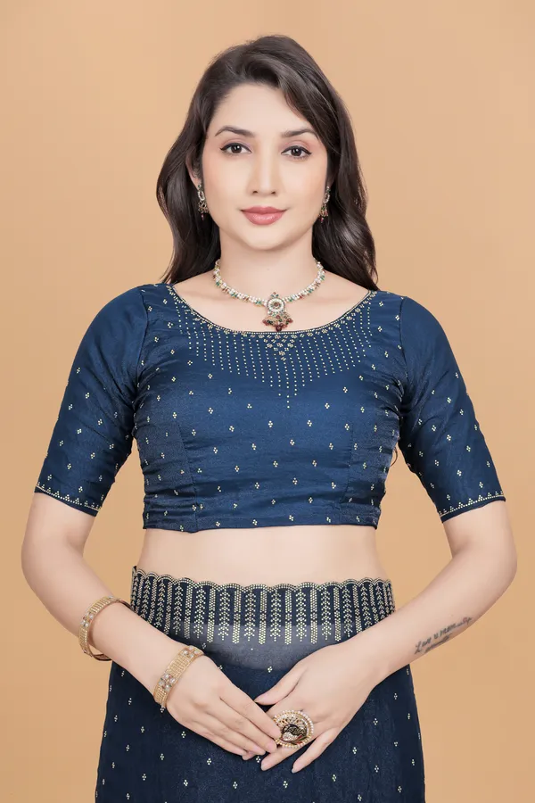 Teal_Blue_Georgette_Stone_Work_Saree_For_Women