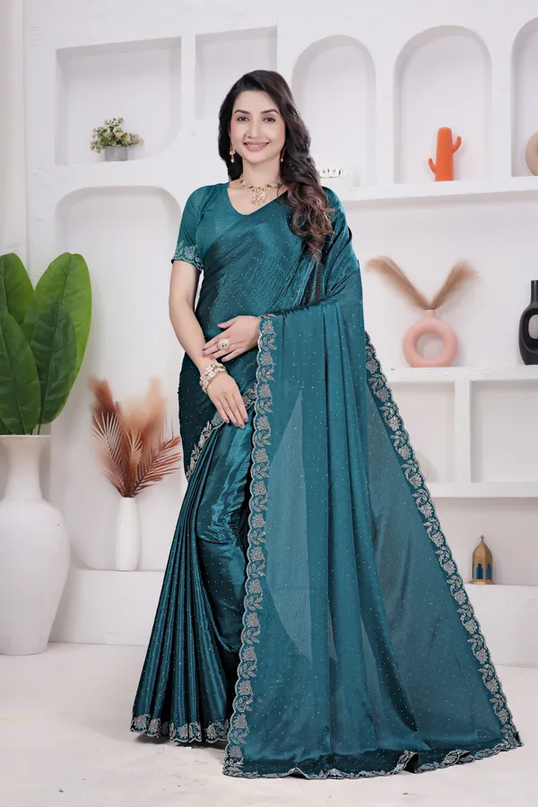 Teal_blue_Crepe_Swarovski_Work_Saree_for_Women
