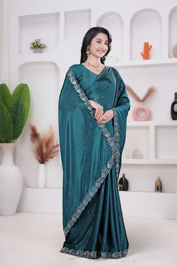 Teal_blue_Crepe_Swarovski_Work_Saree_for_Women