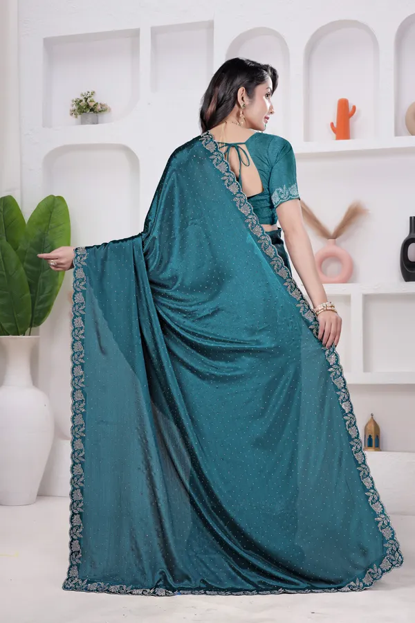 Teal_blue_Crepe_Swarovski_Work_Saree_for_Women