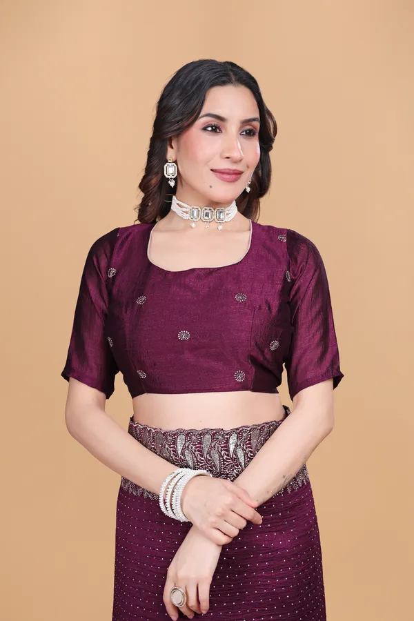 Wine_Chiffon_Swarovski_Embroidery_Work_Saree_For_Women