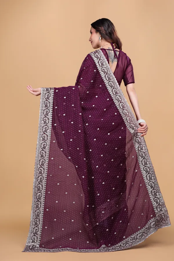 Wine_Silk_Embroidery_Work_Saree_For_Women