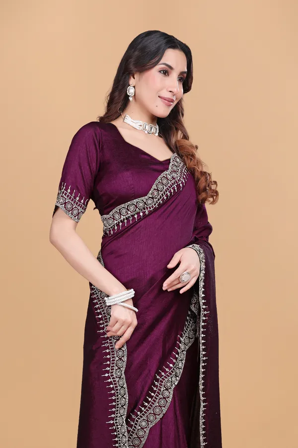 Wine_Silk_Stone_Border_With_Swarovski_Work_Saree_For_Women
