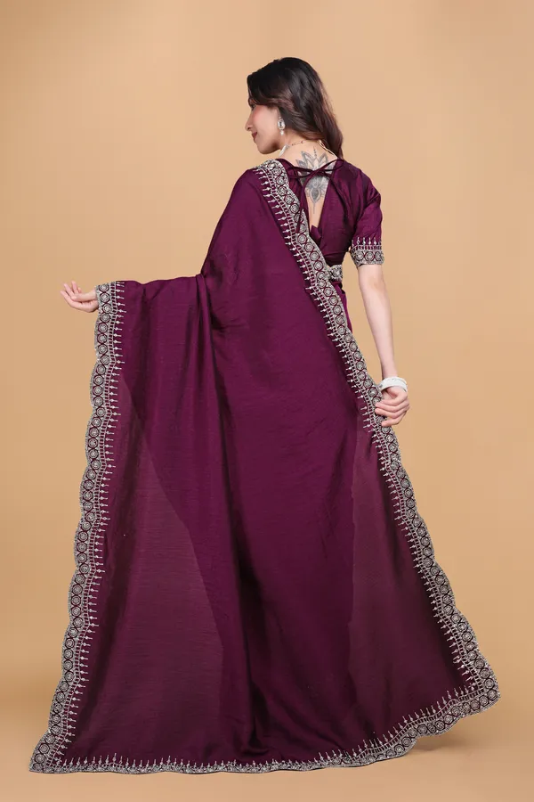 Wine_Silk_Stone_Border_With_Swarovski_Work_Saree_For_Women