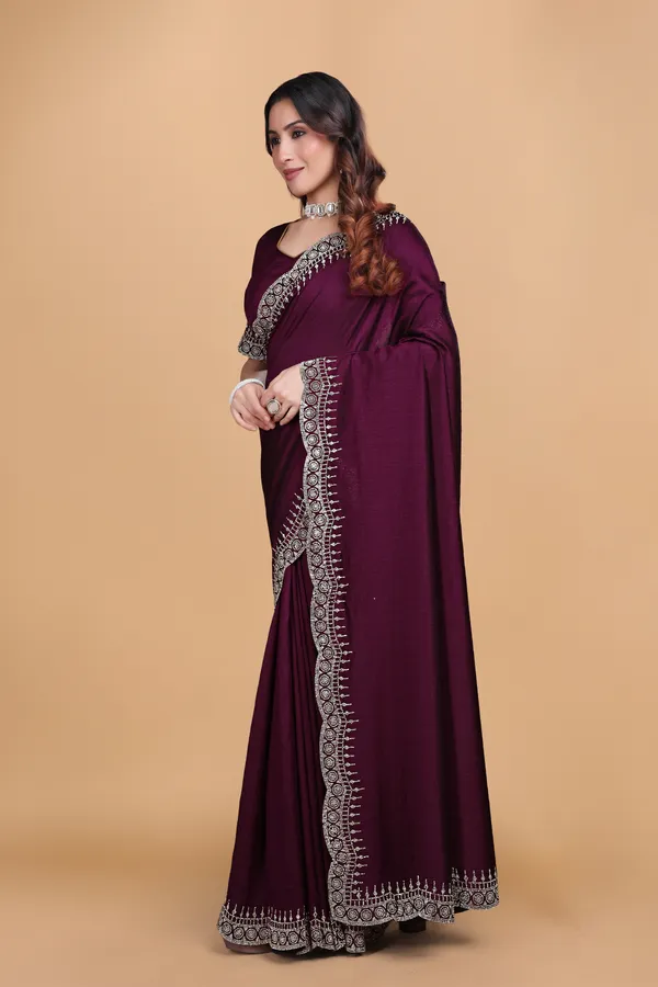 Wine_Silk_Stone_Border_With_Swarovski_Work_Saree_For_Women