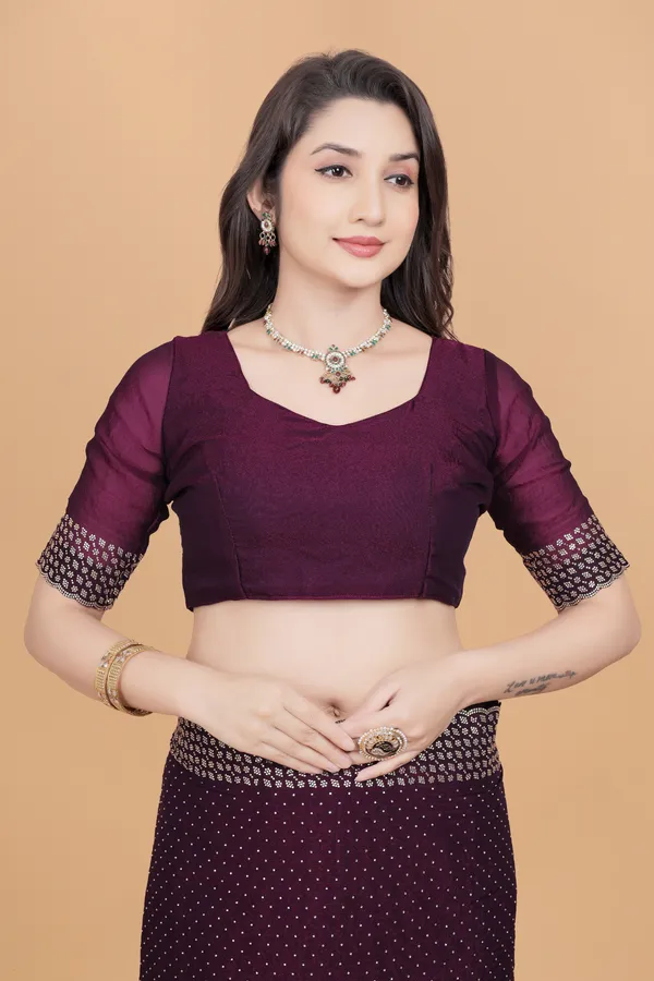 Wine_Silk_Stone_Work_Saree_For_Women