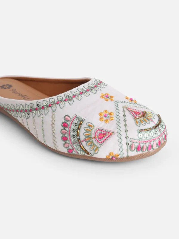 White_Embellished_Embroidered_Canvas_Slip_On_Flats_For_Women