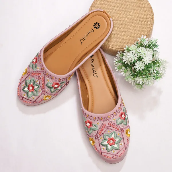 Peach_Embellished_Embroidered_Canvas_Slip_On_Flats_For_Women