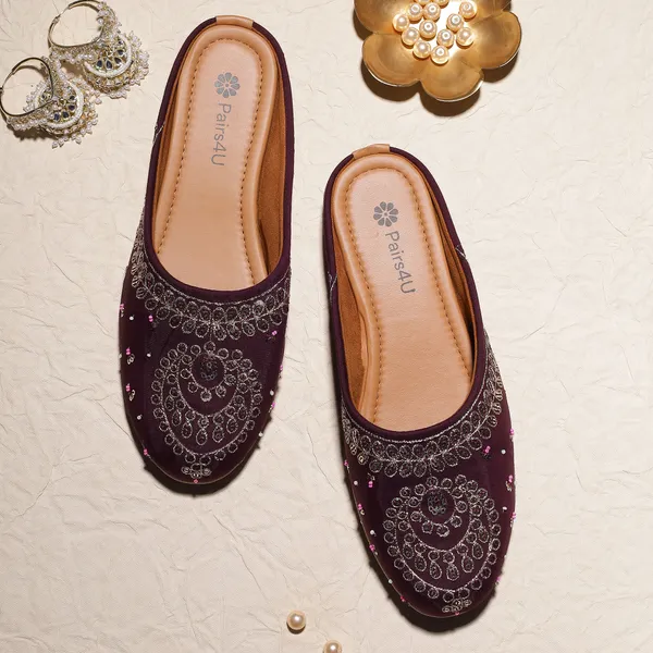 Wine_Embellished_Embroidered_Canvas_Slip_On_Flats_For_Women
