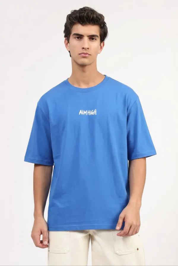 Blue_Cotton_Graphic_T-Shirt_For_Unisex_-_Oversized_Fit