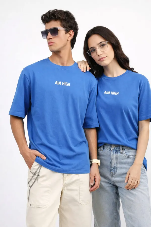 Blue_Cotton_Graphic_T-Shirt_For_Unisex_-_Oversized_Fit