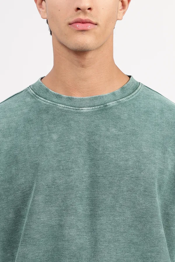 Green_Cotton_Textured_T-Shirt_For_Men_-_Oversized_Fit