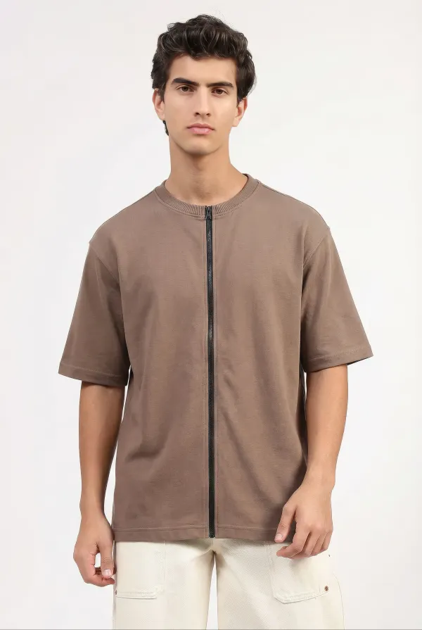 Brown_Zipper_T-shirt_-_Boxy_Fit