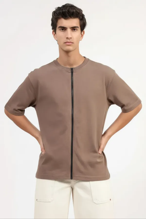 Brown_Zipper_T-shirt_-_Boxy_Fit