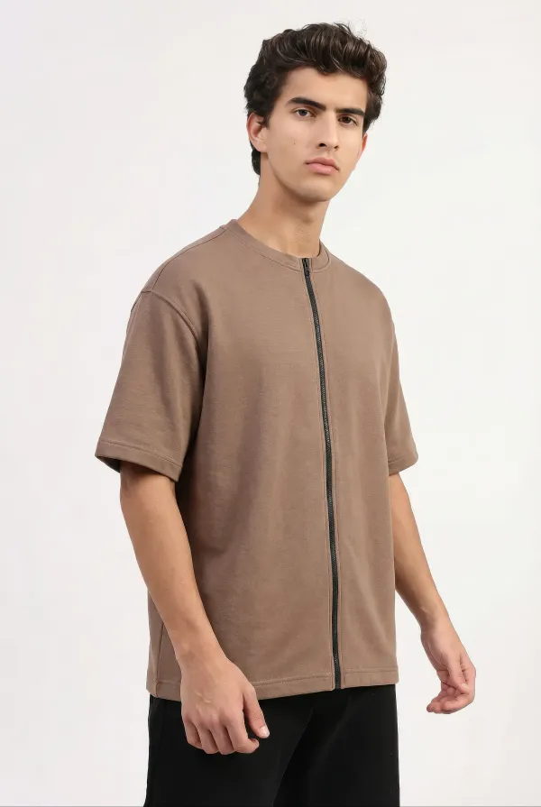 Brown_Zipper_T-shirt_-_Boxy_Fit