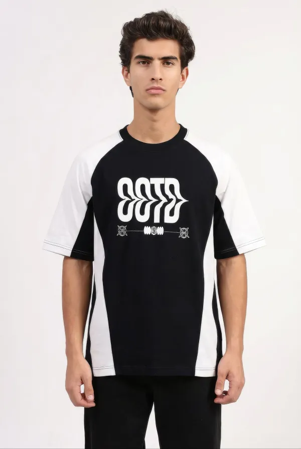 Black_&_White_Cotton_Cut_&_Sew_T-Shirt_For_Unisex_-_Oversized_Fit