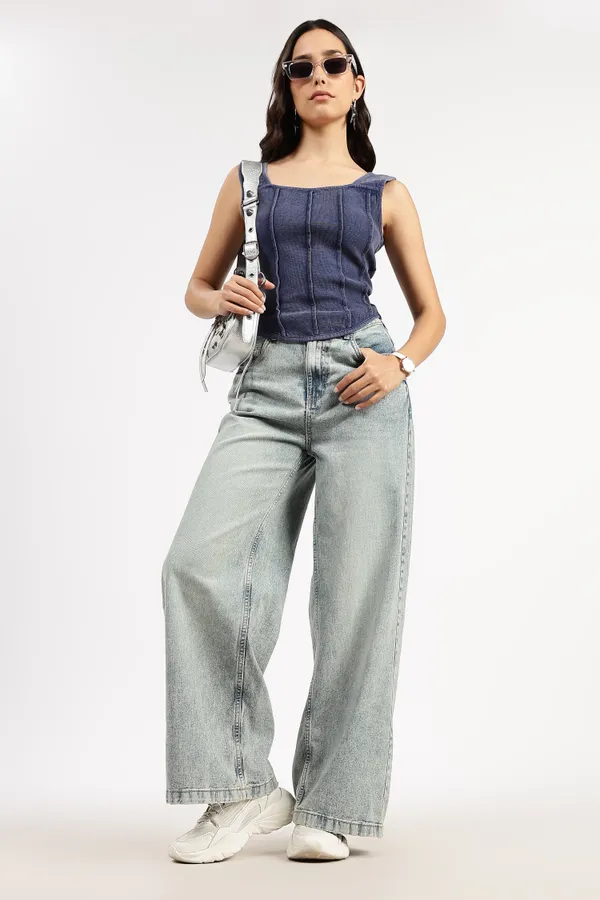 Blue_Cotton_Textured_Denim_Top_For_Women