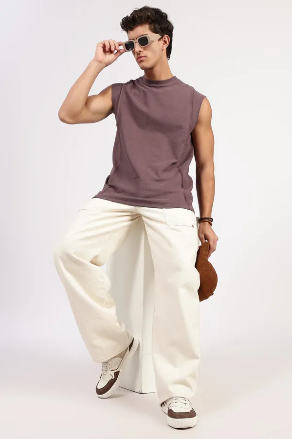 Mauve_Cotton_Sleeveless_Textured_T-Shirt_For_Men