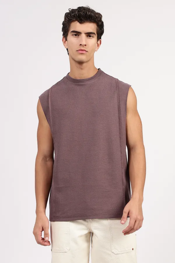 Mauve_Cotton_Sleeveless_Textured_T-Shirt_For_Men