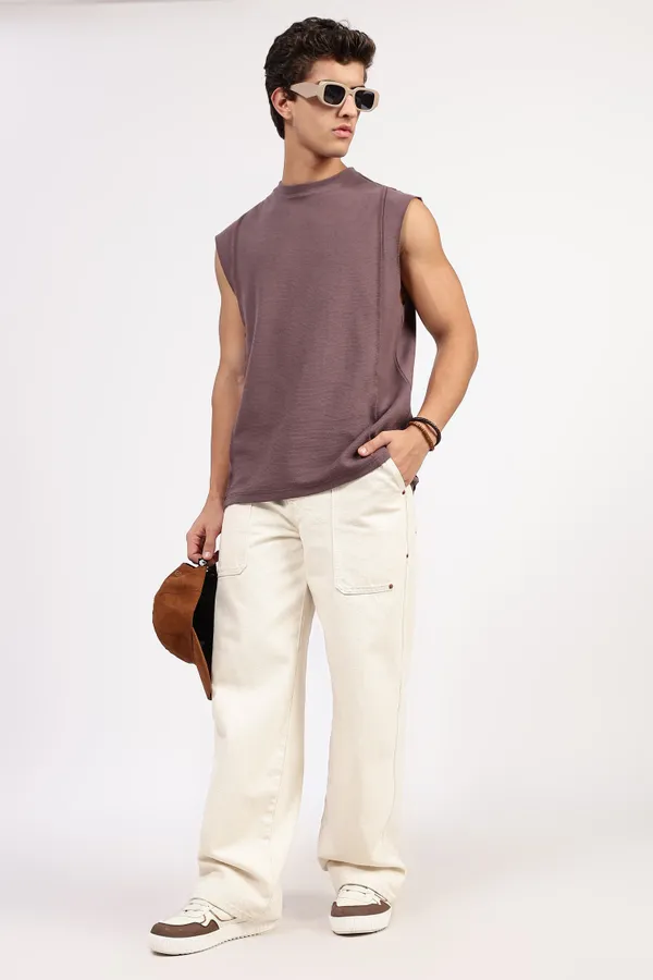 Mauve_Cotton_Sleeveless_Textured_T-Shirt_For_Men